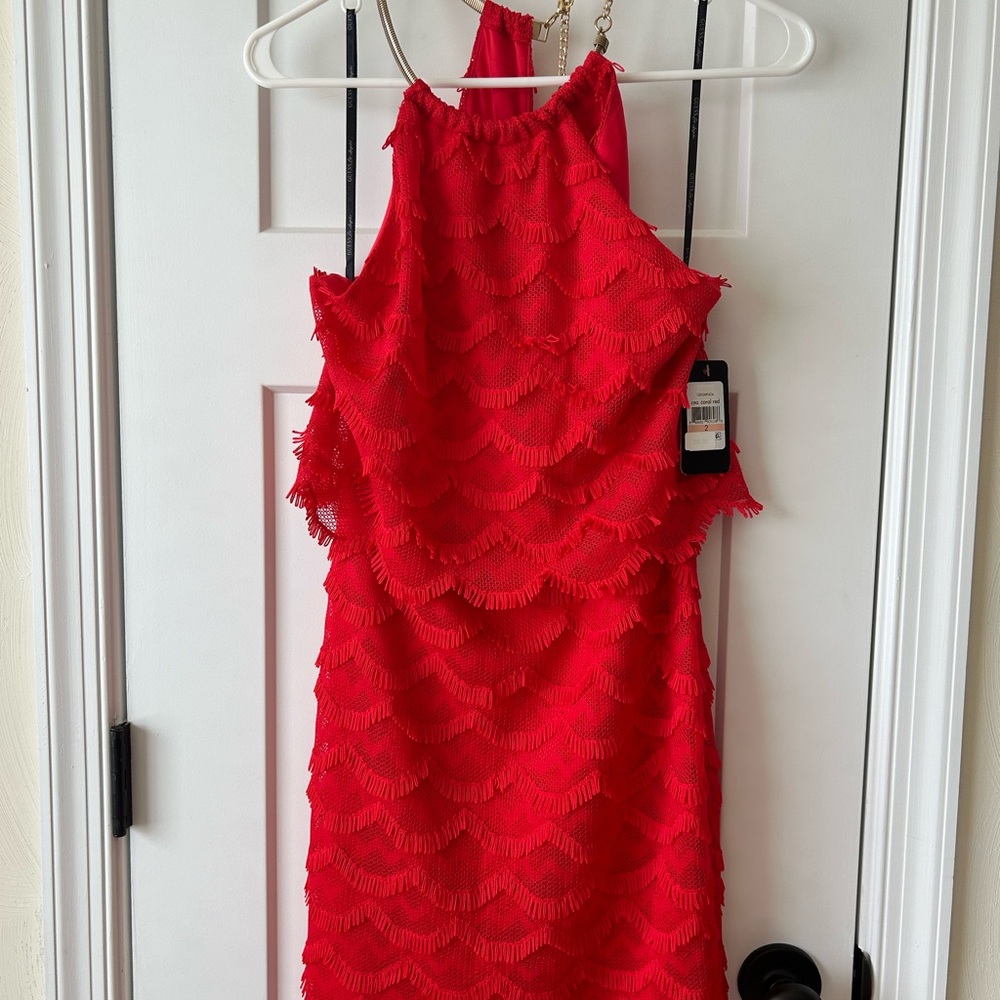 NWT - SIZE 2 GUESS, CEA CORAL RED DRESS